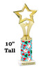 Santa theme trophy. Choice of figure.  10" tall - Great for all of your holiday events and contests. 1