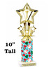 Santa theme trophy. Choice of figure.  10" tall - Great for all of your holiday events and contests. 1