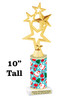 Santa theme trophy. Choice of figure.  10" tall - Great for all of your holiday events and contests. 1