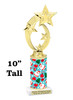 Santa theme trophy. Choice of figure.  10" tall - Great for all of your holiday events and contests. 1