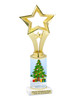 Holiday Tree theme trophy. Choice of figure.  10" tall - Great for all of your holiday events and contests. 1