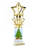 Holiday Tree theme trophy. Choice of figure.  10" tall - Great for all of your holiday events and contests. 1