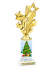 Holiday Tree theme trophy. Choice of figure.  10" tall - Great for all of your holiday events and contests. 1