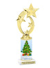 Holiday Tree theme trophy. Choice of figure.  10" tall - Great for all of your holiday events and contests. 1