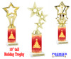 Holiday Tree theme trophy. Choice of figure.  10" tall - Great for all of your holiday events and contests. 2