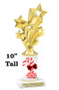 Candy Cane theme trophy. Choice of figure.  10" tall - Great for all of your holiday events and contests. 3