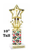 Penguin theme trophy. Choice of figure.  10" tall - Great for all of your holiday events and contests.  sub 1