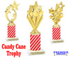 Candy Cane theme trophy. Choice of figure.   Great for all of your holiday events and contests. sub 4