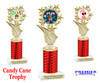 Candy Cane theme trophy. Choice of artwork.   Great for all of your holiday events and contests. Red f696