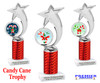 Candy Cane theme trophy. Choice of artwork.   Great for all of your holiday events and contests. Red 6061s