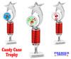 Candy Cane theme trophy. Choice of artwork.   Great for all of your holiday events and contests. Heights starts at 10" tall. Red 6061s