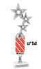 Candy Cane theme trophy. Choice of figure.   Great for all of your holiday events and contests.  12" tall. Design 1