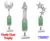 Candy Cane theme trophy. Choice of figure.   Great for all of your holiday events and contests.  12" tall. Design 3