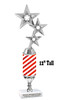 Candy Cane theme trophy. Choice of figure.   Great for all of your holiday events and contests.  12" tall. Design 4