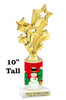 Snowman theme trophy. Choice of figure.  10" tall - Great for all of your holiday events and contests. 9