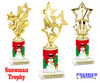 Snowman theme trophy. Choice of figure.  10" tall - Great for all of your holiday events and contests. 9