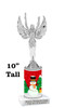 Snowman theme trophy. Choice of figure.  10" tall - Great for all of your holiday events and contests. Silver 1