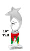 Snowman theme trophy. Choice of figure.  10" tall - Great for all of your holiday events and contests. Silver 1