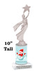 Snowman theme trophy. Choice of figure.  10" tall - Great for all of your holiday events and contests. Silver 2