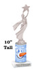 Snowman theme trophy. Choice of figure.  10" tall - Great for all of your holiday events and contests. Silver 4