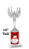 Snowman theme trophy. Choice of figure.  10" tall - Great for all of your holiday events and contests. Silver 6