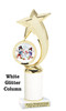 Snowman theme trophy. White Glitter column. Choice of artwork.   Great for all of your holiday events and contests. 6061g