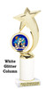 Snowman theme trophy. White Glitter column. Choice of artwork.   Great for all of your holiday events and contests. 6061g