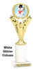 Snowman theme trophy. White Glitter column. Choice of artwork.   Great for all of your holiday events and contests. h501