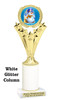 Snowman theme trophy. White Glitter column. Choice of artwork.   Great for all of your holiday events and contests. h501