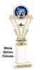 Snowman theme trophy. White Glitter column. Choice of artwork.   Great for all of your holiday events and contests. h416