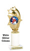 Snowman theme trophy. White Glitter column. Choice of artwork.   Great for all of your holiday events and contests. ph55