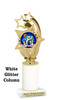 Snowman theme trophy. White Glitter column. Choice of artwork.   Great for all of your holiday events and contests. ph55