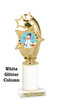 Snowman theme trophy. White Glitter column. Choice of artwork.   Great for all of your holiday events and contests. ph55