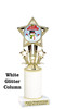 Snowman theme trophy. White Glitter column. Choice of artwork.   Great for all of your holiday events and contests. 767