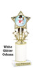 Snowman theme trophy. White Glitter column. Choice of artwork.   Great for all of your holiday events and contests. 767