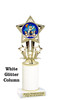 Snowman theme trophy. White Glitter column. Choice of artwork.   Great for all of your holiday events and contests. 767