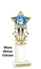 Snowman theme trophy. White Glitter column. Choice of artwork.   Great for all of your holiday events and contests. 767