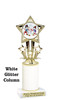 Snowman theme trophy. White Glitter column. Choice of artwork.   Great for all of your holiday events and contests. 767