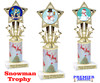 Snowman theme trophy. Christmas column. Choice of artwork.   Great for all of your holiday events and contests. 767