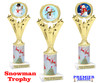 Snowman theme trophy. Christmas column. Choice of artwork.   Great for all of your holiday events and contests. h501