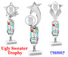 Ugly Sweater theme trophy. Choice of figure.  12" tall - design 1