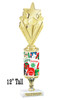 Ugly Sweater theme trophy. Choice of figure.  12" tall - Design 2 - stem