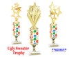 Ugly Sweater theme trophy. Choice of figure.  12" tall - Design 3-stem