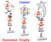 Snowman theme trophy. Choice of figure.  12" tall - Great for all of your holiday events and contests. Silver stem 3