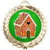 Gingerbread House Medal.  Choice of 9 designs.  Includes free engraving and neck ribbon  (md52ag