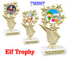 Elf theme trophy.  6" tall with choice of artwork.  Great for your Winter themed events!   f649