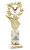 Reindeer theme trophy. Christmas column. Choice of artwork.   Great for all of your holiday events and contests. 696