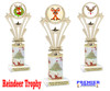 Reindeer theme trophy. Christmas column. Choice of artwork.   Great for all of your holiday events and contests. h416