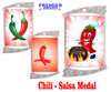 Chili - Salsa Medal.  Choice of 9 designs.  Includes free engraving and neck ribbon  (927s