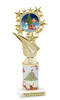 Elf theme trophy. Christmas column. Choice of artwork and trophy height.   Great for all of your holiday events and contests. f696